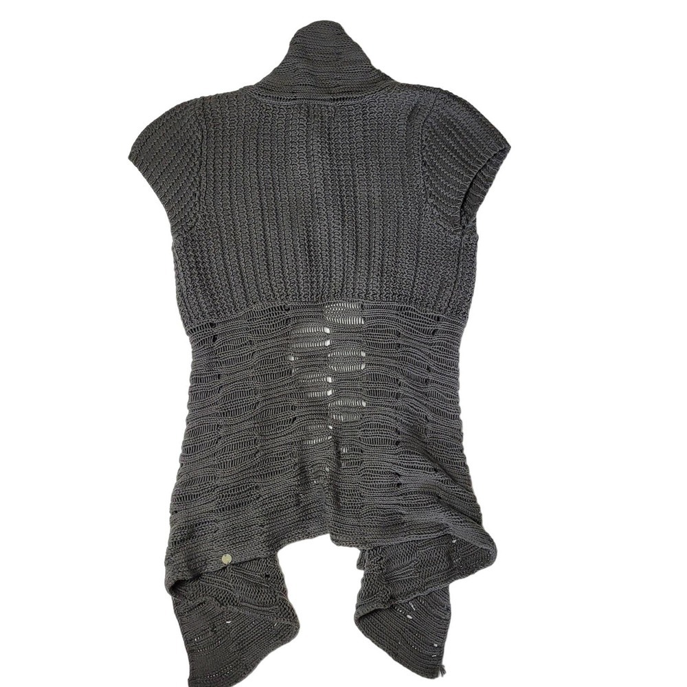 Pure Women's Hand Knit Open Front Cardigan Sweater Dark Gray Size XS - Picture 2 of 12
